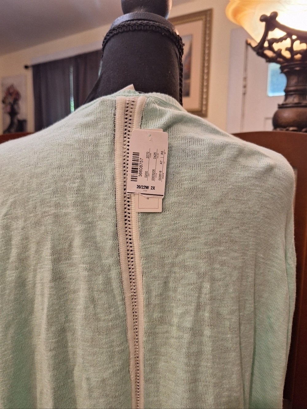 CJ Banks Mint Open-Front Lightweight Cardigan - Picture 3 of 3